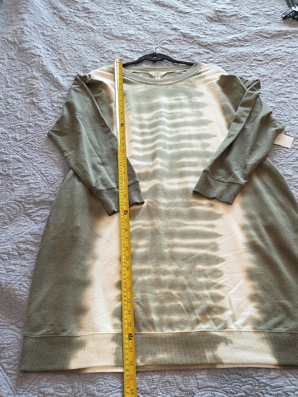 Time and Tru Olive Green and Cream Tie-Dye Long Sleeve Dress Size XL, new W/ Tag - Picture 8 of 11